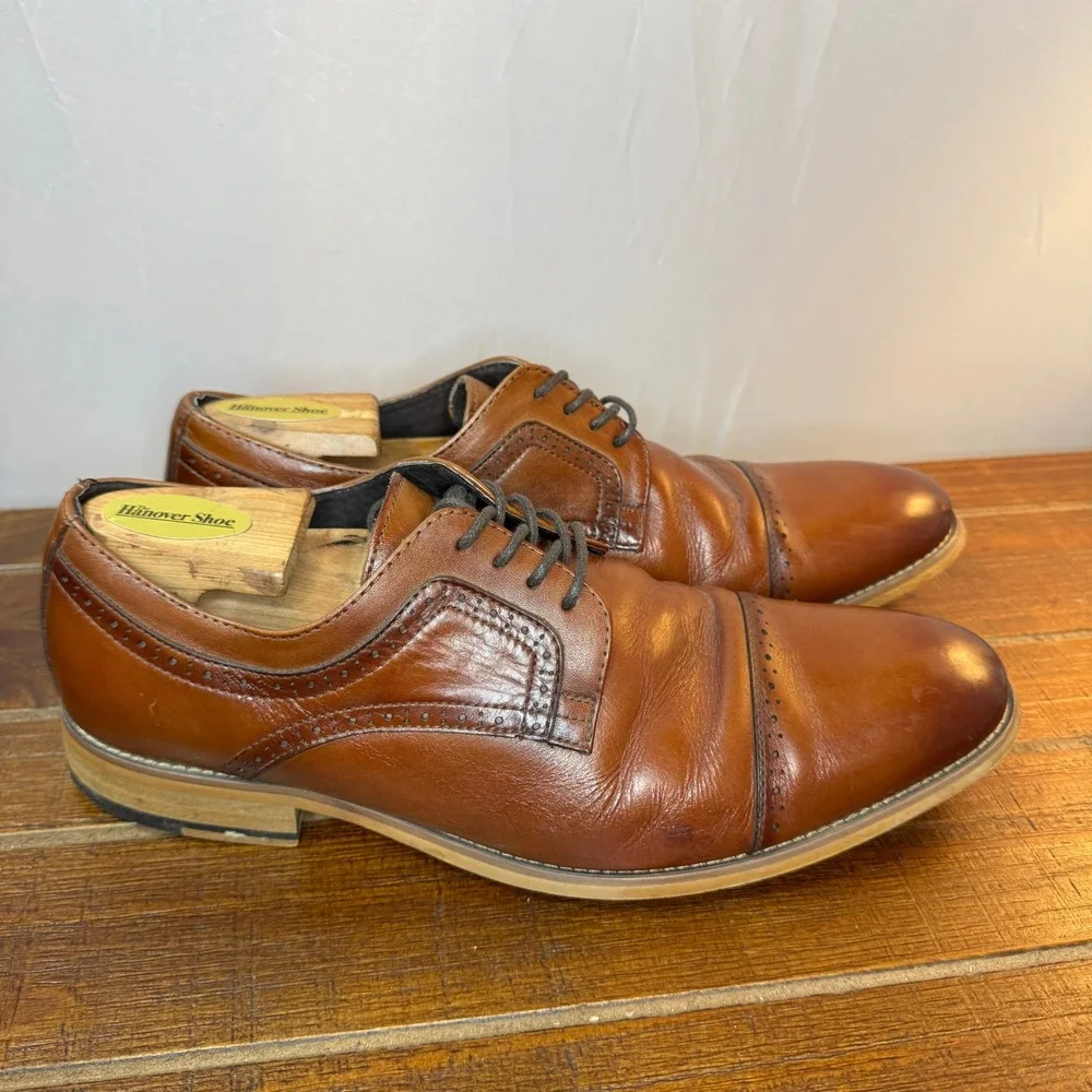 Stacy Adams Mens Brown Leather Cap Toe‎ Oxford Dress Shoes Size 10 M